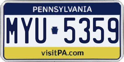 PA license plate MYU5359