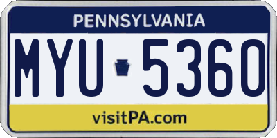 PA license plate MYU5360