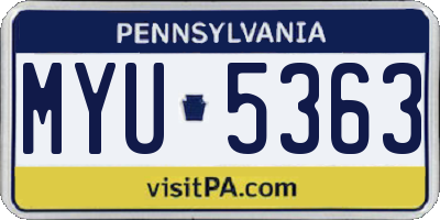 PA license plate MYU5363