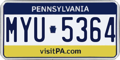 PA license plate MYU5364