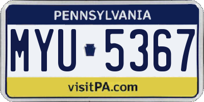 PA license plate MYU5367