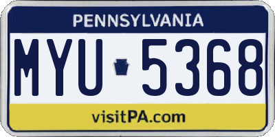PA license plate MYU5368