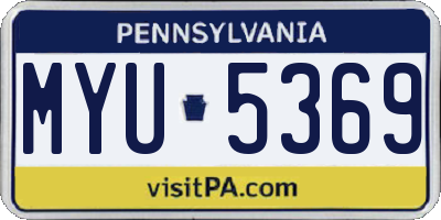 PA license plate MYU5369