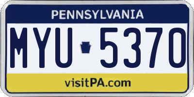 PA license plate MYU5370
