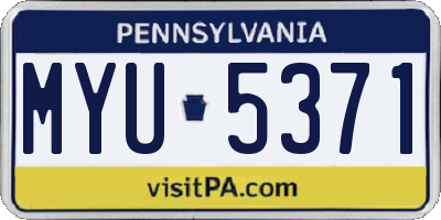 PA license plate MYU5371