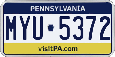 PA license plate MYU5372