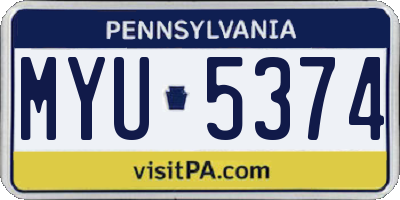 PA license plate MYU5374