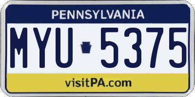 PA license plate MYU5375