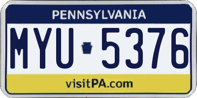 PA license plate MYU5376