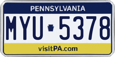 PA license plate MYU5378