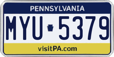 PA license plate MYU5379