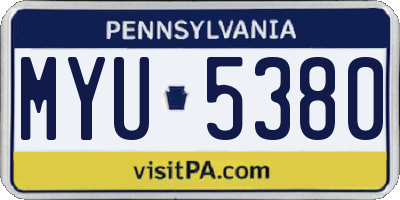 PA license plate MYU5380