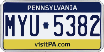 PA license plate MYU5382