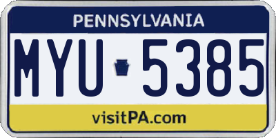 PA license plate MYU5385