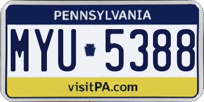 PA license plate MYU5388