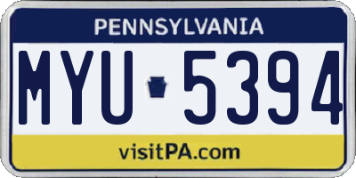 PA license plate MYU5394