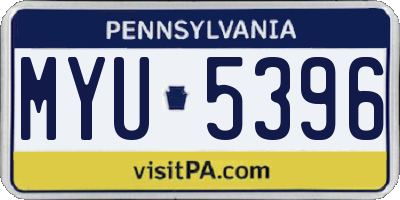 PA license plate MYU5396