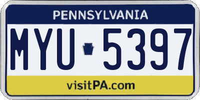 PA license plate MYU5397