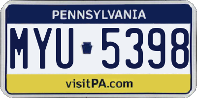 PA license plate MYU5398