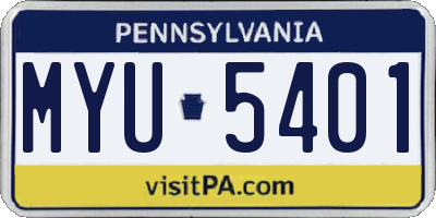 PA license plate MYU5401