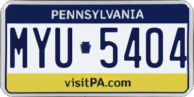 PA license plate MYU5404