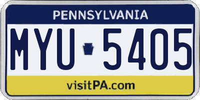 PA license plate MYU5405