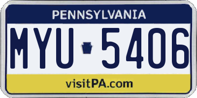 PA license plate MYU5406