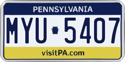 PA license plate MYU5407