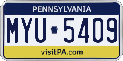 PA license plate MYU5409