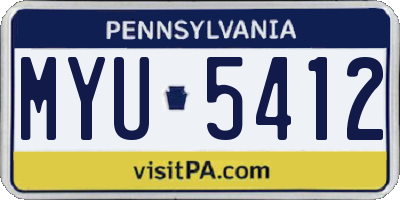 PA license plate MYU5412