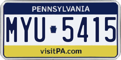 PA license plate MYU5415