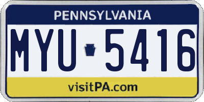 PA license plate MYU5416