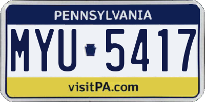 PA license plate MYU5417