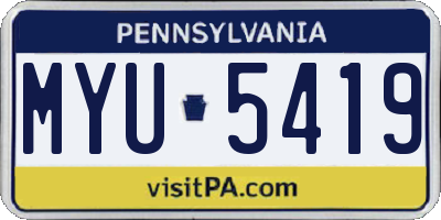 PA license plate MYU5419