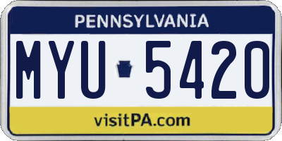 PA license plate MYU5420