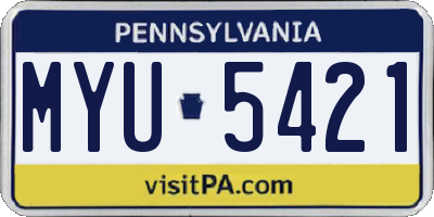 PA license plate MYU5421