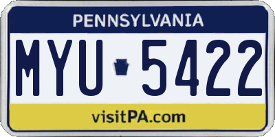 PA license plate MYU5422