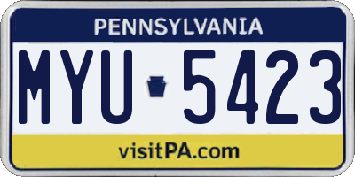 PA license plate MYU5423