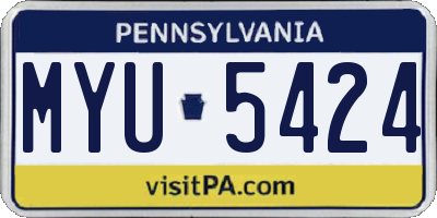 PA license plate MYU5424