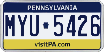 PA license plate MYU5426