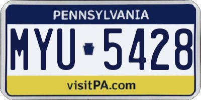 PA license plate MYU5428