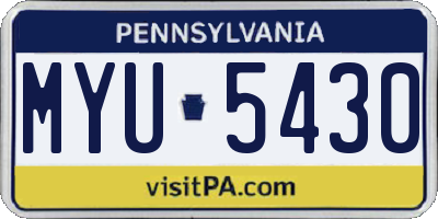 PA license plate MYU5430