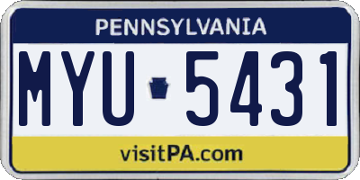 PA license plate MYU5431