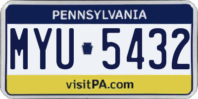 PA license plate MYU5432