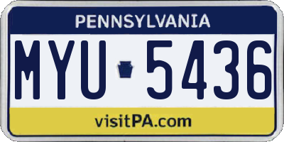 PA license plate MYU5436