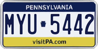 PA license plate MYU5442