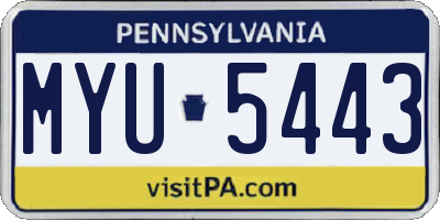 PA license plate MYU5443