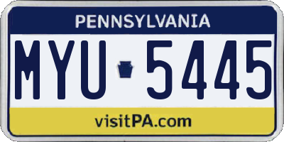 PA license plate MYU5445