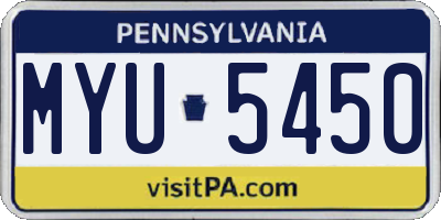 PA license plate MYU5450
