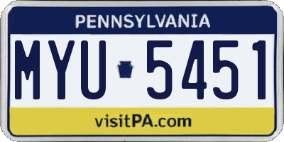 PA license plate MYU5451
